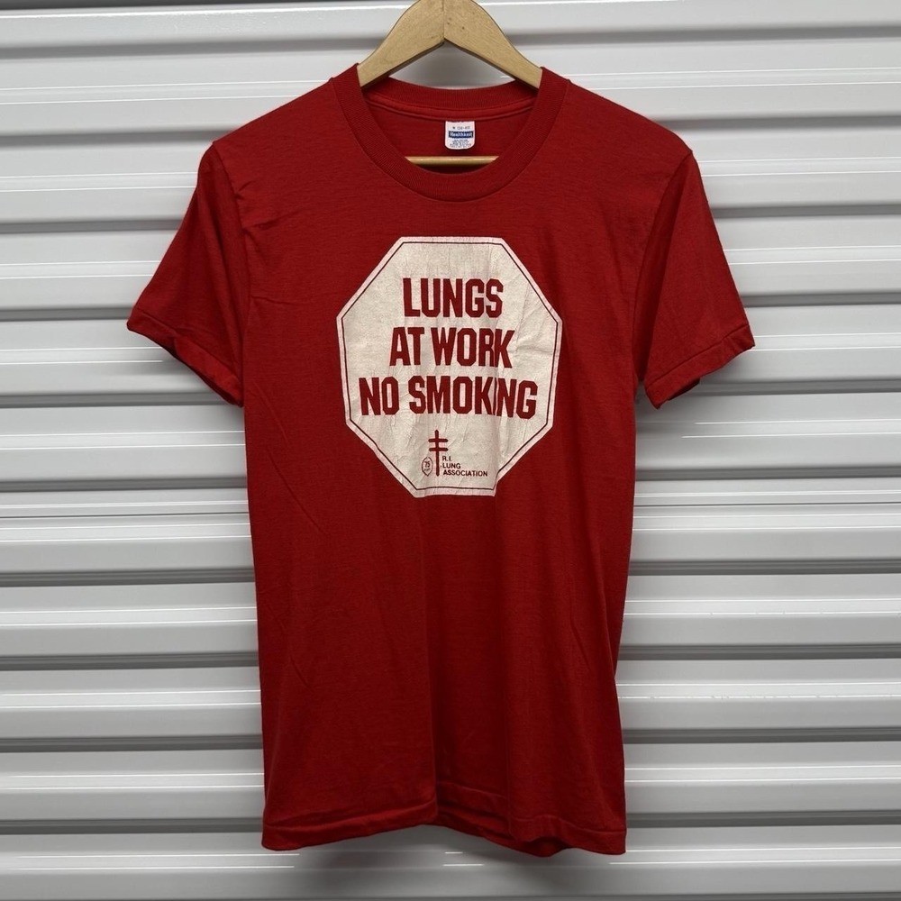 Vintage 80s Rhode Island Association Lungs At Work Anti Smoking T-Shirt Size M